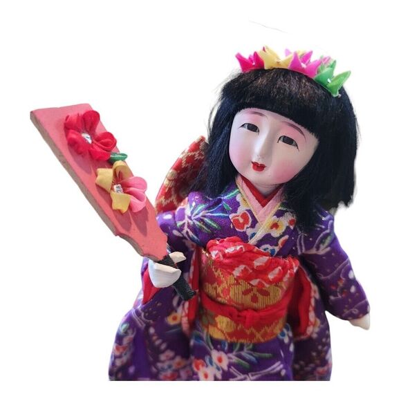 Vintage Kamakura Handcraft Association Japanese Geisha Doll‎ Wood Base - Picture 7 of 9
